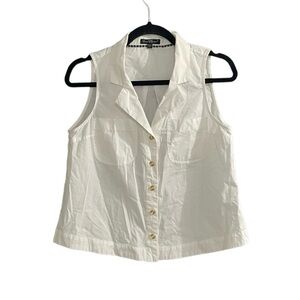 VELVET HEART Cotton Sleeveless Button Front Cropped Blouse White S